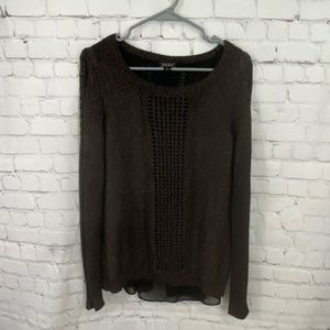 Lucky Brand Split Back Shimmer Sweater large